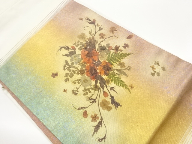 花香織押し花模様名古屋帯